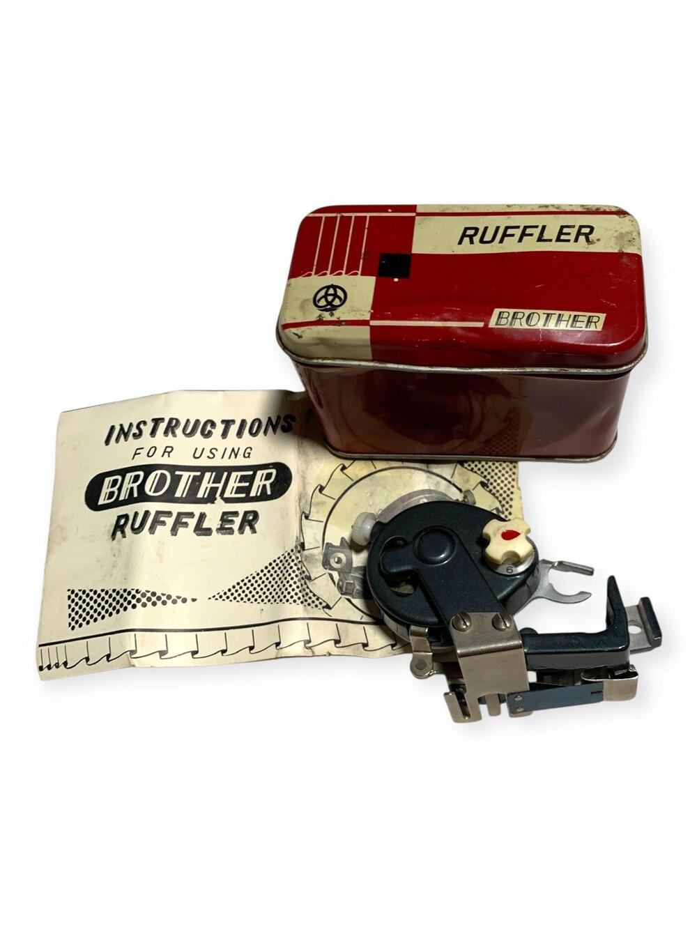 Vintage Brother Ruffler Sewing Machine Attachment w/Original Tin Box